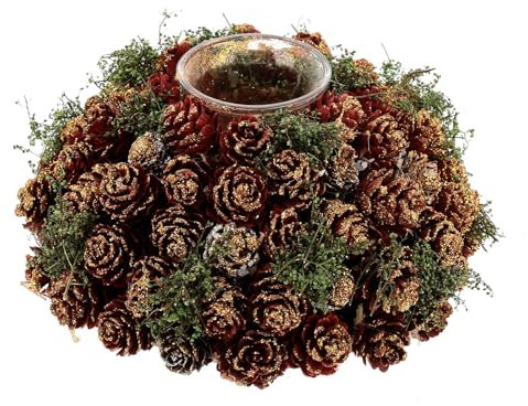 Holyart Portacandele 6 cm centrotavola Natale Mini pigne 20 cm