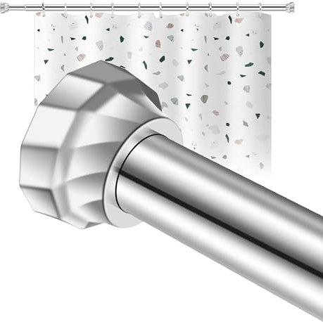 Brushed Nickel Shower Curtain Pole,150-220cm Never Rust and Non-Slip Spring Tension Pole for Bathroom, Polished 304 Stainless Steel, No Drilling Spring Tension Shower Rods, Silver