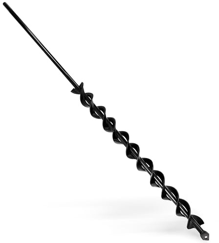 3x60cm Black Twin Auger Drill Bit – Extra Long 60cm Deep Drill – Double Spiral Design for Fence Posts & Deep Planting