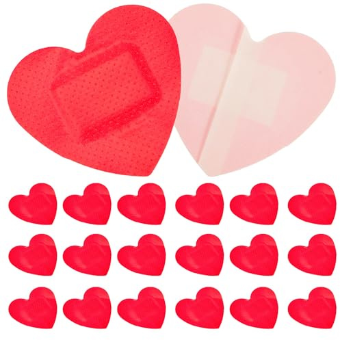 SOPOTUTU Vendajes Adhesivos para Heridas en Forma de Corazón, 50 Piezas, Transpirables, Hemostáticos y Resistentes al Agua, Parche Pequeño y Decorativo para Primeros Auxilios y Cuidado