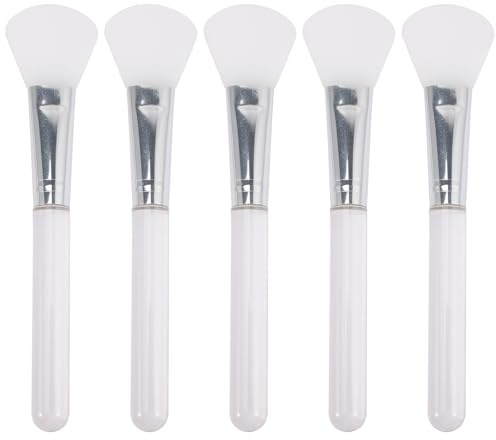 COHEALI Pinceles de Silicona para Mascarilla Facial 5 Piezas, Aplicador Transparente Mango Cristal, Cepillo Abanico Reutilizable para Loción Corporal y Cuidado Facial, Compacto para Viaje