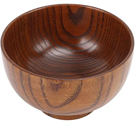 Dioche Style Wood Bowl Handgjorda Träskålar i Japansk Stil - Unik Servis Lämplig för Soppor, Ris och Sallader, Erbjuder en Varm och Inbjudande Upplevelse och är Miljövänlig