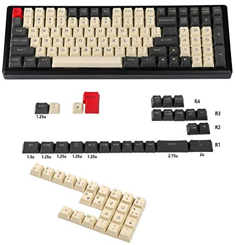 YMDK Lasergravierte UK Italienisch Spanien Deutsch ISO OEM Profil Dicke PBT Tastenkappe für MX Mechanische Tastatur YMD96 KBD75 104 87 61 (Carbon German ISO)