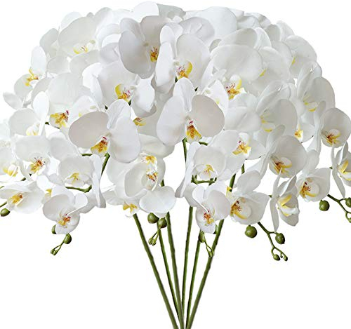 FagusHome 32 Artificial Phalaenopsis Flowers 6 Pcs Artificial Orchid Flowers Stem Plants for Home Décor (6Pcs)