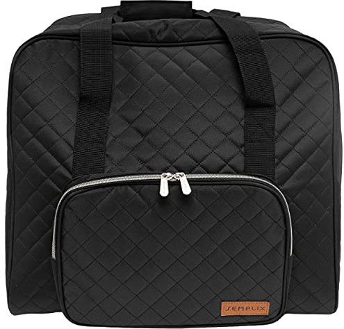 SEMPLIX Overlocktasche Quilting schwarz, 44 x 38 x 33 cm, stabile Transport und Aufbewahrungstasche im neuen edlen abgesteppten Design
