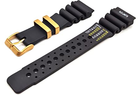 Generico Cinturino Gomma compatibile con Promaster Aqualand C022 a 6 viti nd limits ny skx 007 22mm 24mm Sub Diver Vintage fibbia Oro, Ottone (24mm)