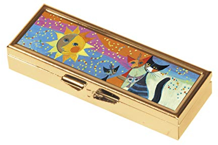 Kleine Pillendose für 7 Tage FridolinEdition - Metall - Maße: ca. 10,1 × 3,5 × 1,7cm, innen mit Spiegel - Motiv: Rosina Wachtmeister - Momenti di felicità