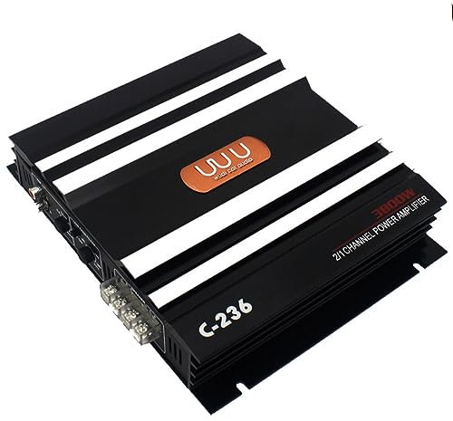 Kavylany Amplificador de Coche de 3800 W Amplificador de Potencia de Audio EstéReo para Coche de Alta Potencia de AleacióN de Aluminio Negro de 2 Canales para Subwoofer de Coche