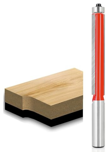 Akylin Extra Long Flush Trim Router Bit 1/2 Inch Shank - Cut Dia 1/2, Cutting Length 3 , Top Bearing Template Router Bits, Flush Cut Router Bit for Woodworking Trimming, by Akylin.