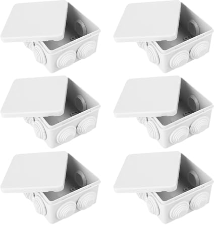 6 Pezzi Scatola Derivazione Esterna, IP55 Impermeabili Scatola Elettrica Esterna, Cassetta Derivazione Esterno in ABS, Bianca 85x85x50mm