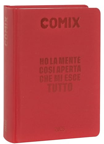COMIX - 16 månaders dagbok, skoldagbok 2024-2025, för pojkar och flickor, med hårt fodral, perfekt för gymnasiet, 13 x 17,8 cm, röd