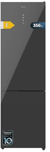 Cecotec Réfrigérateur combiné Bolero CoolMarket Combi 356 Grey Glass E. Réfrigérateur gris, 356L, Total No Frost, classe E, MultiAirFlow, Fast Cooling, Fast Freezing, mode vacances.