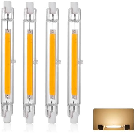 30W 118mm R7S LED Lamp Dimmable, Warm White 3000K, 3000 LM, Double Ended COB LED Bulb Equivalent Linear J118 300W Halogen Bulbs, 360 Degree LED Spotlight for Projector, Ceiling Lamp, 4-Pack