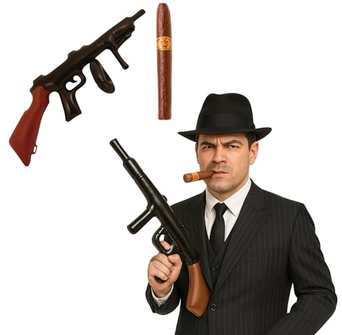 Tommy Gun, kit di accessori per gangster mafioso, per Halloween, ballo scolastico e cosplay