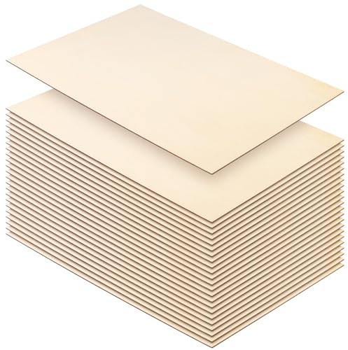 CHUENKUK Pack of 24 Wooden Panels 300 x 200 x 3 mm, Plywood for Crafts, A4 Plywood Board Wood Panels for DIY Crafts