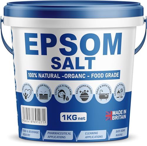 Unscented Epsom Bath Salts 1kg | 100% Natural Magnesium Sulphate Crystals | Essential Oil Infused Bath & Foot Soak | Relaxing Mineral Salts for Sleep, Stress Relief & Muscle Recovery