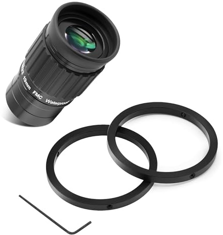 Astromania 2 Inches Ultra Wide Angle Eyepiece for Planetary and Deep Space, 82 Degree 19mm UWA Eyepiece - Bundle with - 2 Inch Telescope Eyepiece Parfocal Rings Set of Two