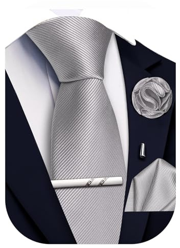 Ailisus Corbata de color sólido para hombre, corbata tejida clásica y pin de solapa cuadrado de bolsillo, juego de 4 piezas para boda, fiesta, formal,