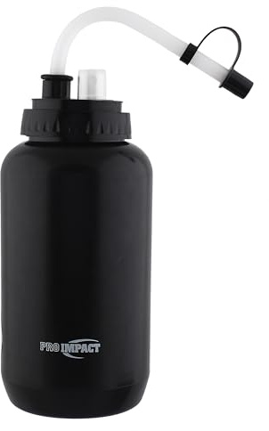 Pro Impact Squeezable Water Bottle with Bendable Long Straw and Spray cap - LDPE BPA Free Plastic - Hydration for Baseball Hockey Gym MMA Yoga Boxing Cycling Softball Football Lacrosse (35.5 Oz.)
