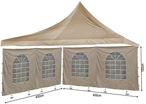 QUICK STAR Set reservtak 4 x 4 m och 2 sidoväggar 400 x 193 cm för vardagsrum Pavillon Sahara sand