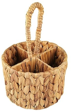 Qusedwey Utensilien-Träger, Handgewebter Besteckhalter Aus Wasserhyazinthe für die Arbeitsplatte mit