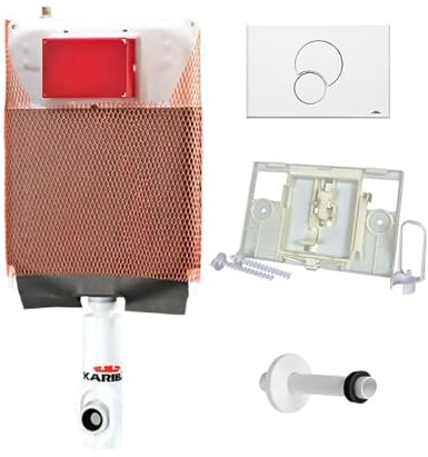 Crisalide®- KIT SCARICO COMPLETO Cassetta da Risciacquo ad incasso WC: placca, controplacca, cannotto con rosone, rubinetto con guarnizione, attacco discesa, tubo coibentato universale regolabile