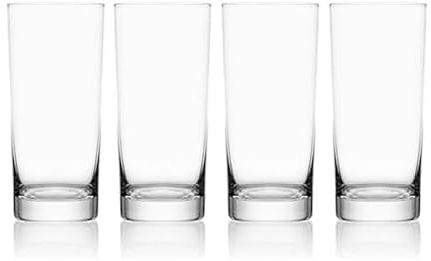 Mikasa Lana Tall Beverage Highball Glass Cups, Set of 4, 16 Ounce, Clear