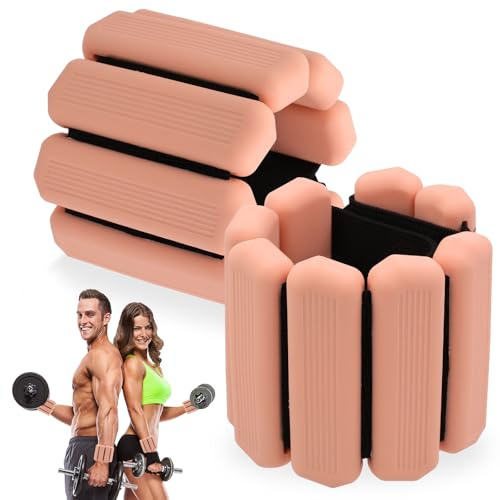 Poids de poignet à la cheville Set - Lot de 2 poids réglables pour femmes, hommes et enfants - Poids de résistance pour le yoga, la danse, le ballet, la course, la natation et le fitness (rose)