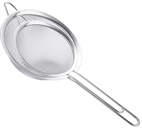 2 Pezzi Colino Setaccio Scolapasta,Setaccio da Cucina Fine 24/36.8 cm in Acciaio Inox,Filtro Maglia fine con Maniglia per Filtro per Pasta,Albume,Setacciare Farina,Lavabile in Lavastoviglie