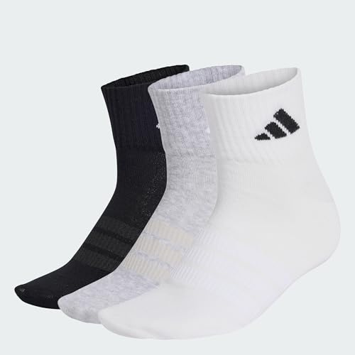adidas Unisex adulto THIN&LIGHT SPORTSWEAR ANKLE SOCKS 3 PAIR PACK, medium grey heather/white/black, 45-48