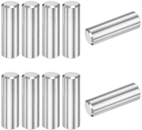 M METERXITY 10-Pack 6 x 20 mm Dowel Pin, 316 Stainless Steel Support Pin Fastener Elements for Metal Devices/Wooden Projects, Cylindrical Shelf Support Pin [Silver Tone]
