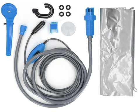 Pssopp Portable Camping Shower, Handheld Outdoor Showerhead Sprayer Electric Shower Kit for Bike Car Washing Pet Cleaning Garden Watering (Blue)