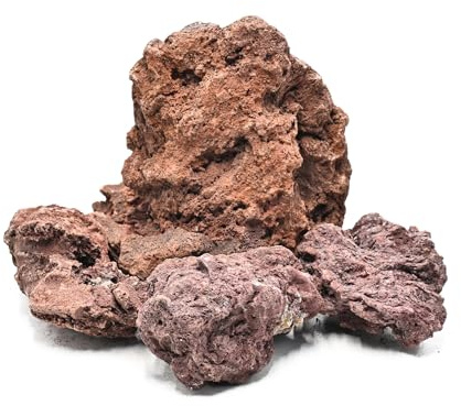 KINGRUI Red Lava Rock Natural Volcanic Stones 4-6 Aquarium Rocks for Aquascaping,Aquarium Landscaping,Shrimp Tank,Terrariums & Decorative Landscaping-5lb 3pcs