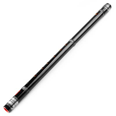 flauto di bambù, con linee nere Flauto for principianti Strumento a fiato in bambù fatto a mano musicale for(Black 8 Hon)