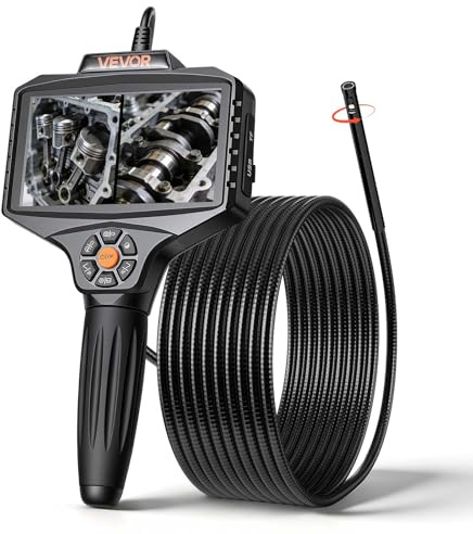 VEVOR Telecamera Endoscopica Articolata a Doppia Lente con Luce, Rotazione a 360°, Schermo IPS HD da 5'', Funzione Schermo Diviso, Zoom 8x, Cavo Impermeabile IP67 da 5 m, per Settore Auto e Idraulica