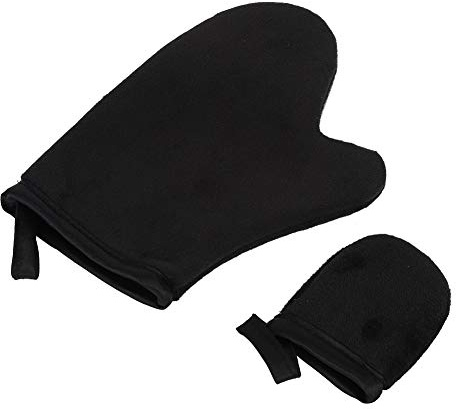 Walmeck Self Tanner Glove, Dubbelsidig återanvändbar Garvvante med Tumkontroll för Lotion Applicera (Svart)