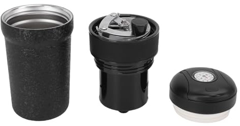 Annadue Moulin à Grains de café Manuel, Tasse de Moulin à café Portable en Acier Inoxydable 316, Tasse Isolée de 400 Ml, à de Voyage avec Couvercle pour le Bureau à Domicile (BLACK)