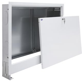 Gorgiel Fußbodenheizungs-Verteilerschrank, Unterputz, Selbstmontage, 4 Schaltkreise, Legierter Stahl, Höhe 575-665 mm, Tiefe 110-175 mm, Breite 480 mm