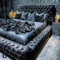 Beds & Co Black Crushed Velvet Upholstered Regal Ambassador Bed Frame and Headboard - Mattress/Diamante Hand Made in the UK - Single/Double/Kingsize/Superking (Double (4FT 6INCHES), Without Mattress)