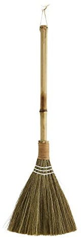 NaDeco Strohbesen aus Besengras mit Bambusstiel, Größe ca. 70cm | Kehrbesen aus echtem Besengras | Palmenbesen | Deko-Besen | Beachbar-Deko | Beachclub-Deko | Strandbar-Deko | Boho-Style | Boho-Deko