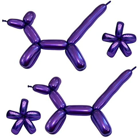 Modellierballons Metallic Lila 260Q Lange Luftballons Chrom Verdrehen Ballon Tiere für Geburtstag Babyparty Hochzeit Karneval Party Dekorationen 25 Pack