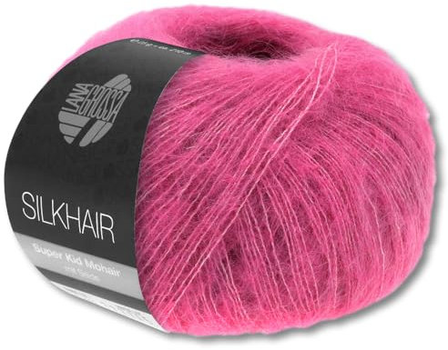 Frida's Wollhaus Lana Grossa 25 g Silkhair Mohair Superkid Seide Wolle Häkeln Stricken 43 Farben (172 | Fuchsia)