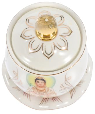 Cabilock Bicchiere d'acqua in porcellana accessorio di offerta ciotola per offerte rituali tazzina da espresso bicchieri coppa buddista coppa per l'offerta dell'acqua Fortunato Santo Graal