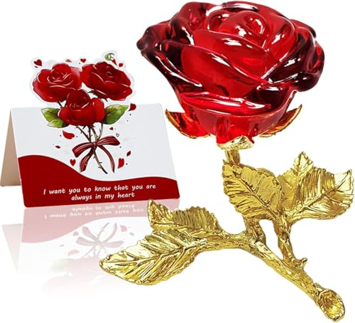 Red Crystal Rose,Eternal Rose Gift for Her,Handmade K9 Glassrose Artificial Flowers,Real Rosebox for Mother's Day Valentine's Day Christmas Day Thanksgiving Women's Anniversary Birthday Gifts