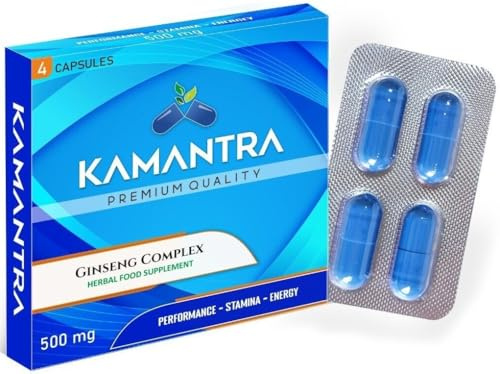 KAMANTRA™ - Mantra to Enhance Your Performance - Extra Strength Performance Enhancing Pills, Stamina Endurance Booster Blue Supplement Pills for Men - 4 Ginseng Capsules