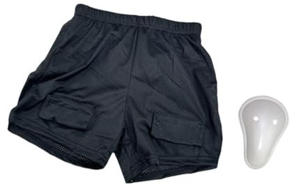 Perfeclan Lockere Hockey-Shorts für Herren, Netz-Shorts, bequem, professioneller Halt, Schutz, Ausrüstung, Jock-Hose für Softball, Baseball, mit Schrittschale, S
