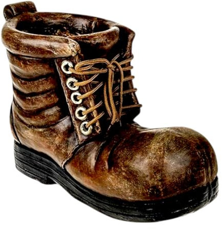 DIVAS SPIRITUAL 24cm Cement Boot Shaped Planter Rustic Shoe Style Decorative Flower Pot Solid Concrete Novelty Garden Container Durable Outdoor Indoor Patio Balcony Tabletop Display