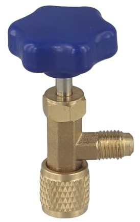 Abridor de botellas SAE de 1/4 para R22 para gas R134a R410A con cuerpo de válvula de metal (azul)
