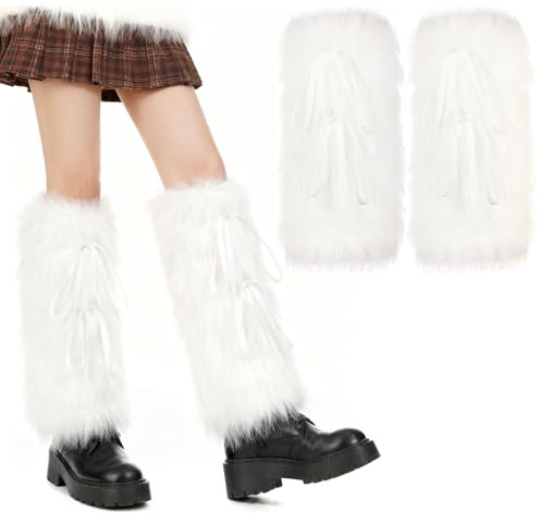 VGMANTA Dambenvärmare av fuskpäls flickor furry fuzzy benvärmare vintervärmare damer för vintervärmare karneval temafest strängar W