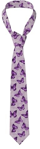 HJFCZH Men's Necktie purple plum butterfly Prints 57X3.1 inch Easy Care Polyester Tie for Suits, Weddings, Party Gift